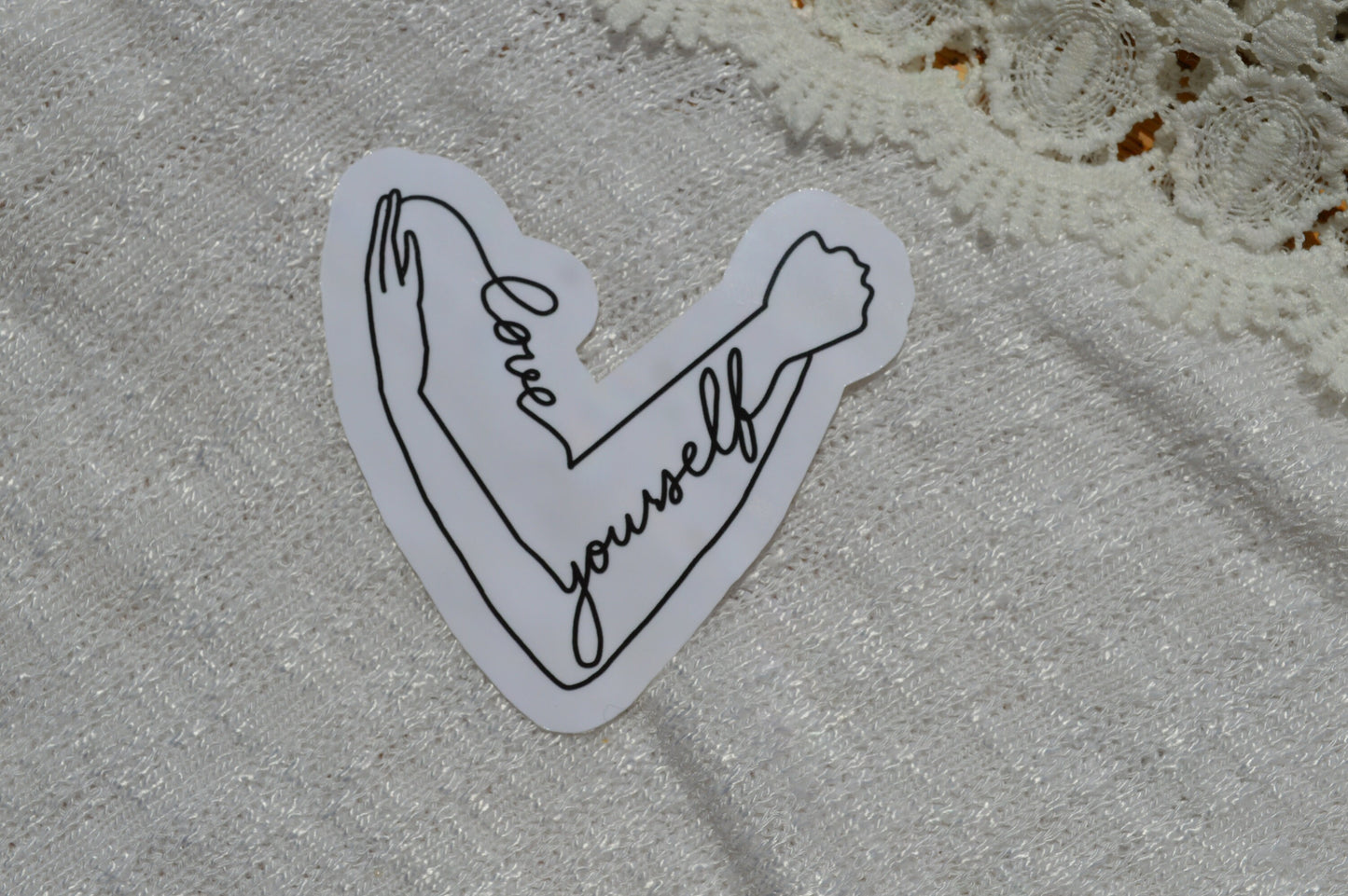 Love Yourself Heart Sticker, Hug Sticker, Self Love, Heart Decal, Positive Quote Sticker