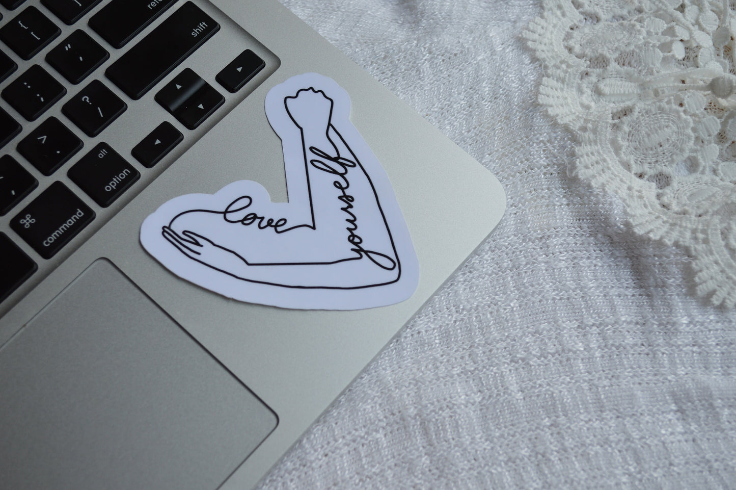 Love Yourself Heart Sticker, Hug Sticker, Self Love, Heart Decal, Positive Quote Sticker