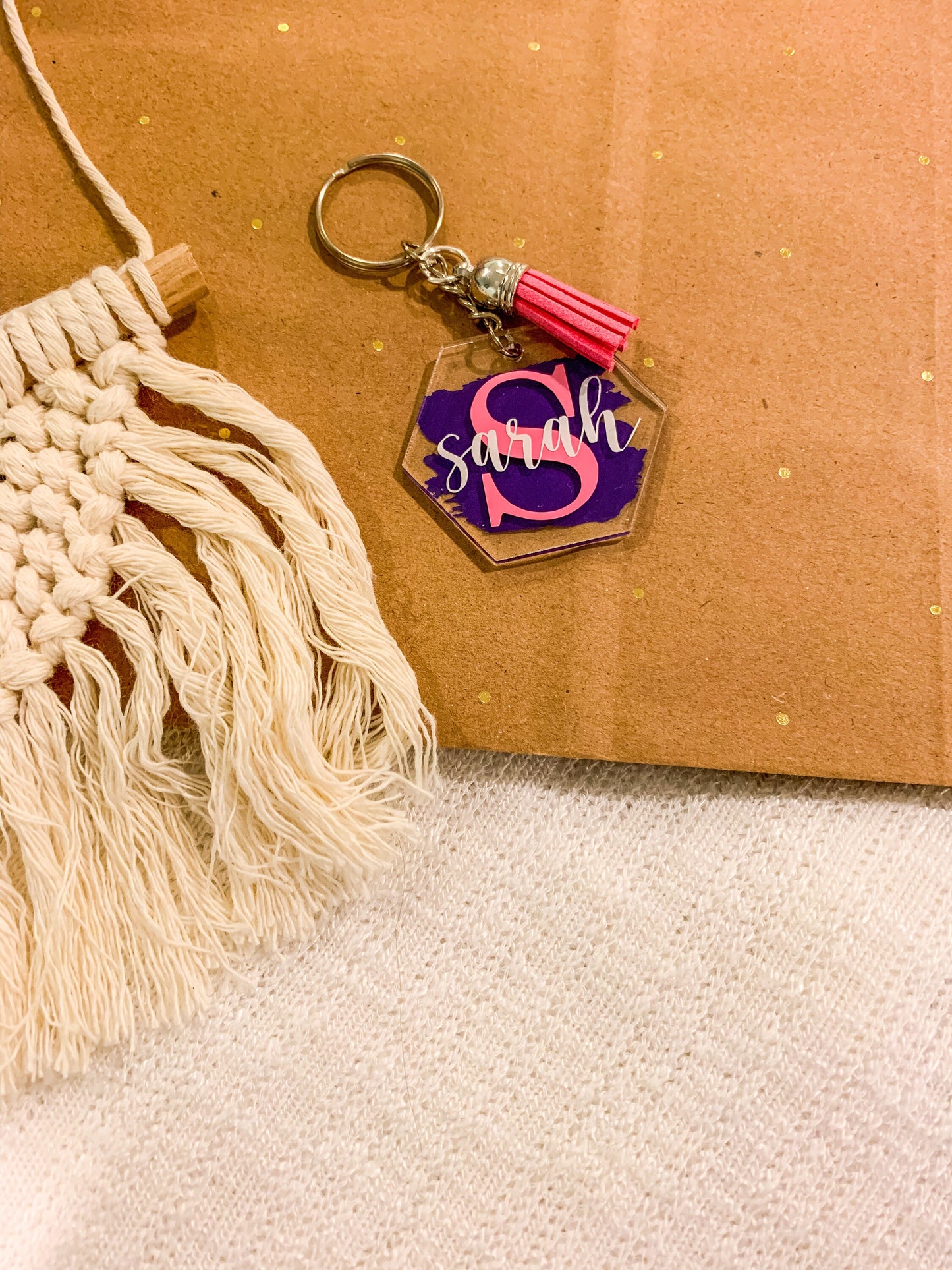 Personalized Acrylic Keychain, Custom Monogram Keychain, Initial Keyring, Bridesmaids Gift, Purse Charm, Name Backpack Tag, Monogram Name