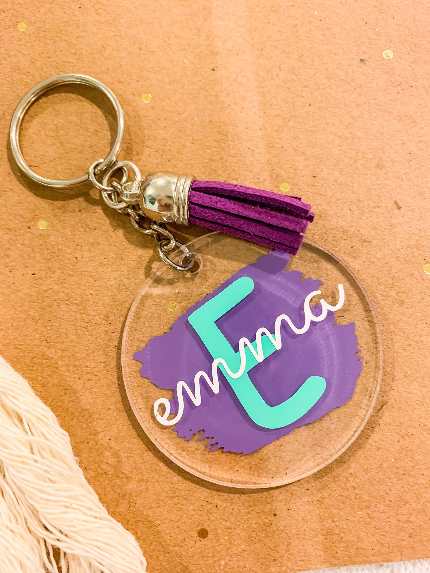 Personalized Acrylic Keychain, Custom Monogram Keychain, Initial Keyring, Bridesmaids Gift, Purse Charm, Name Backpack Tag, Monogram Name