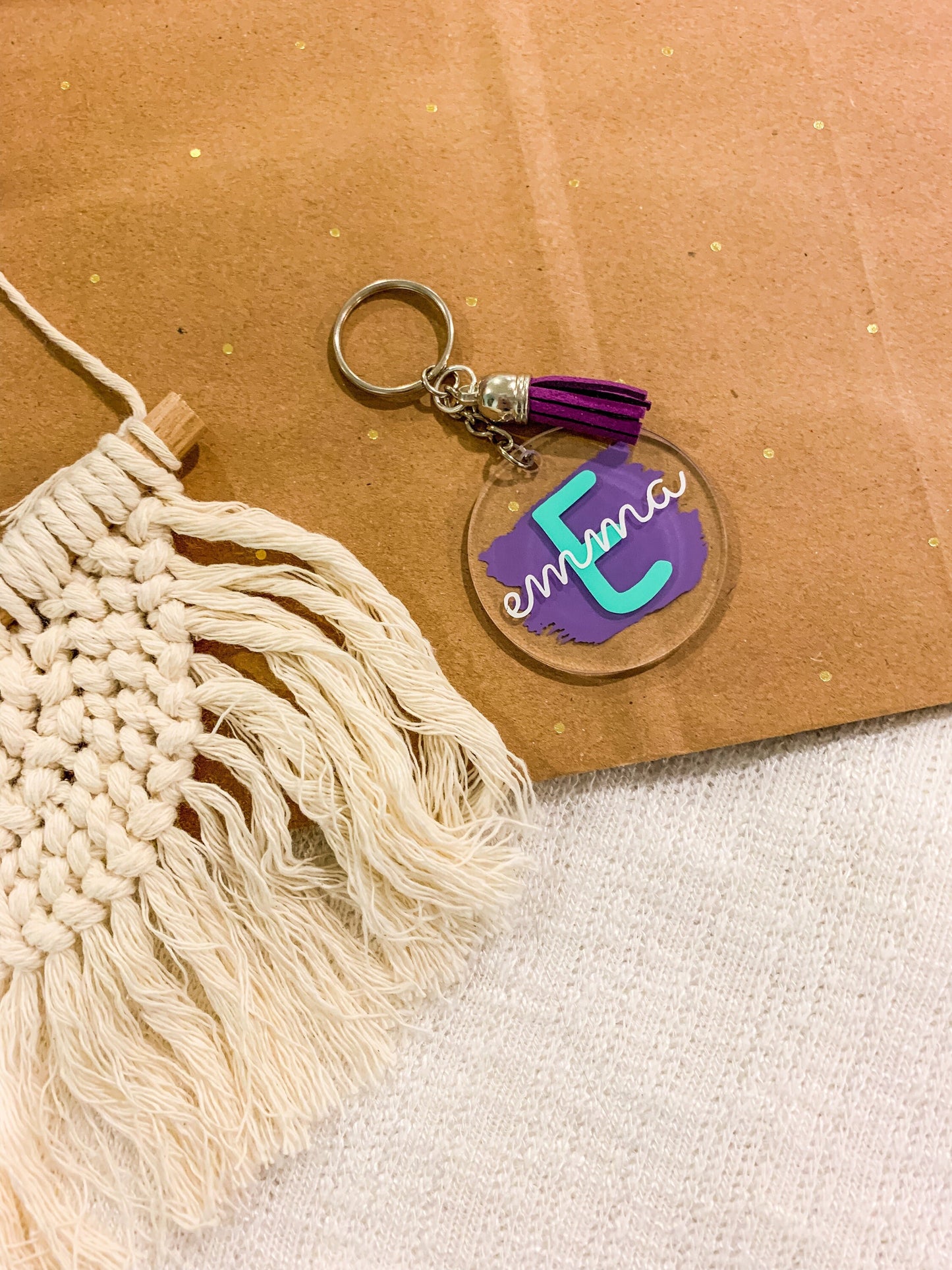 Personalized Acrylic Keychain, Custom Monogram Keychain, Initial Keyring, Bridesmaids Gift, Purse Charm, Name Backpack Tag, Monogram Name
