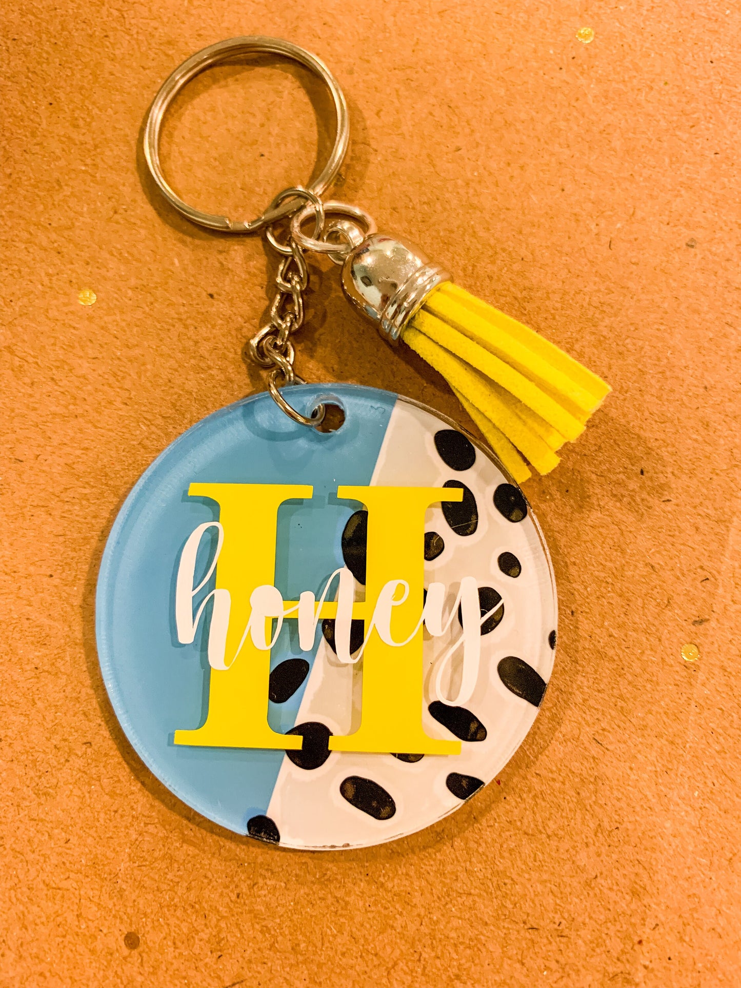 Modern Dot Personalized Acrylic Keychain, Custom Monogram Keychain, Initial Keyring, Bridesmaids Gift, Name Backpack Tag, Monogram Name Tag