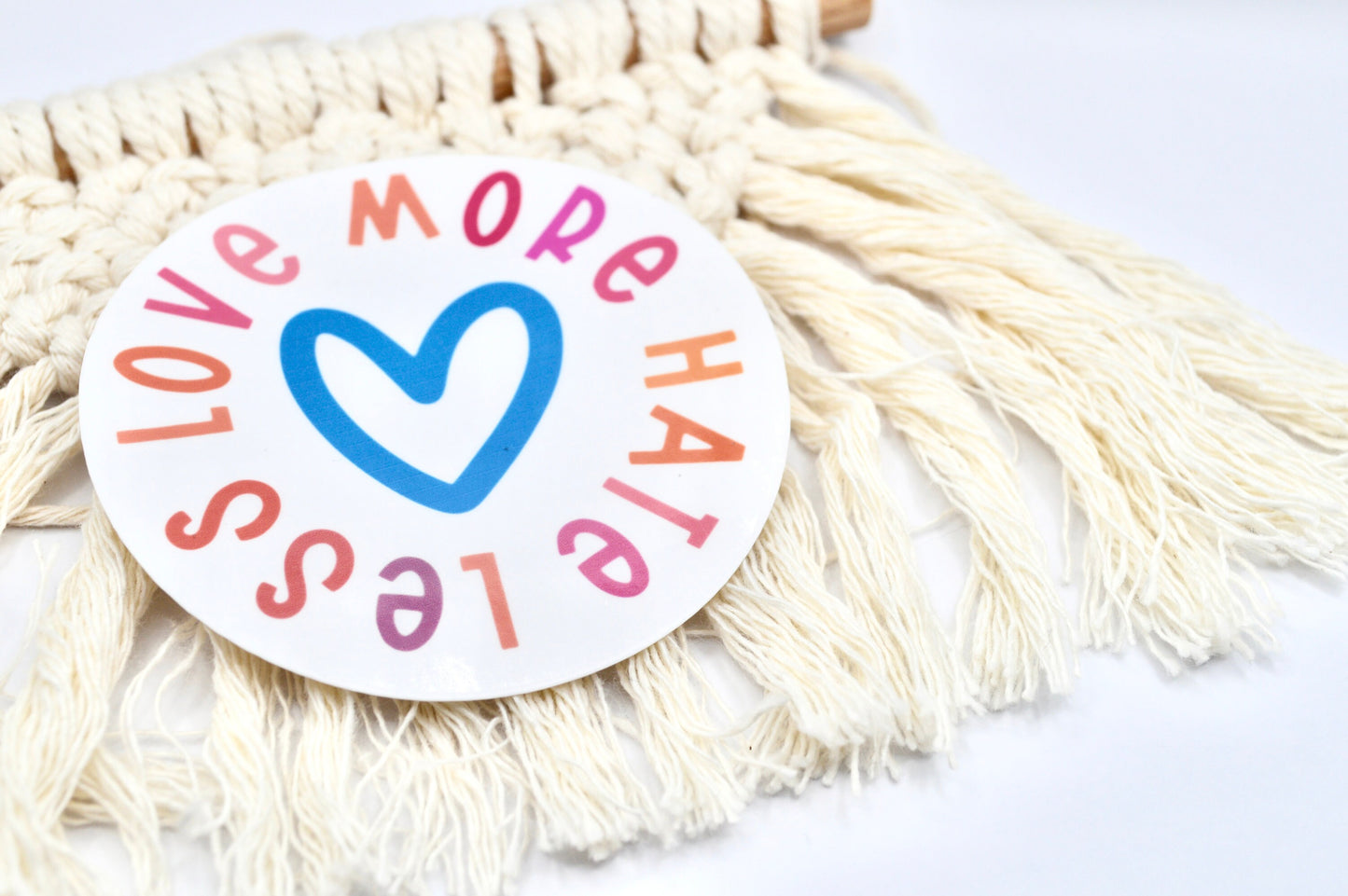 Love More Hate Less Heart, Love Quote Sticker, Heart Decal, Positive Sticker, Quote Decal