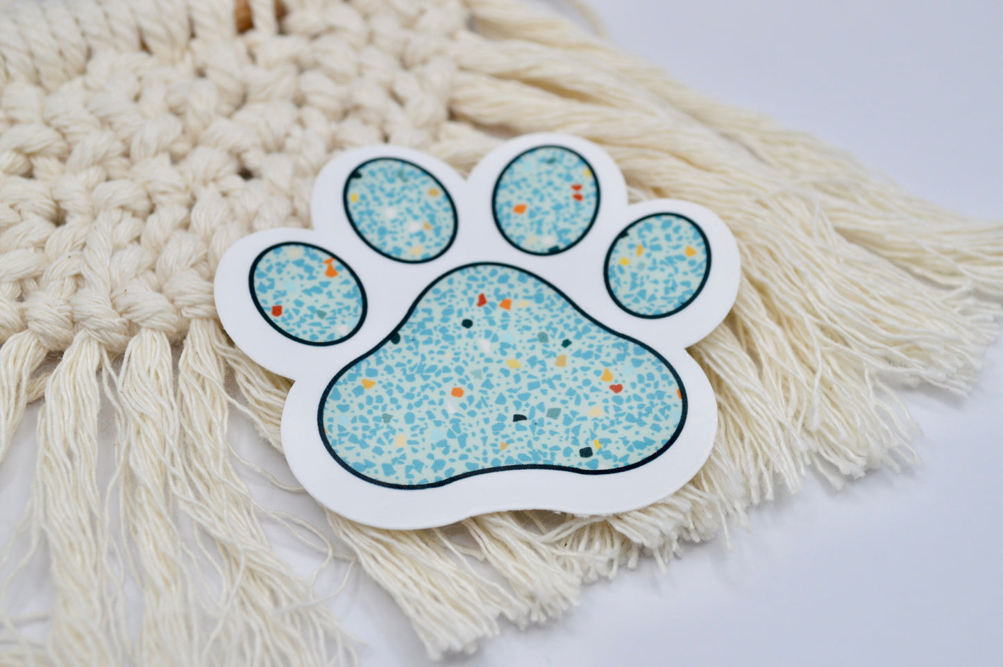 Terrazzo Paw Print, Paw Print Sticker, Positive Sticker, Paw Print Decal, Terrazzo Sticker