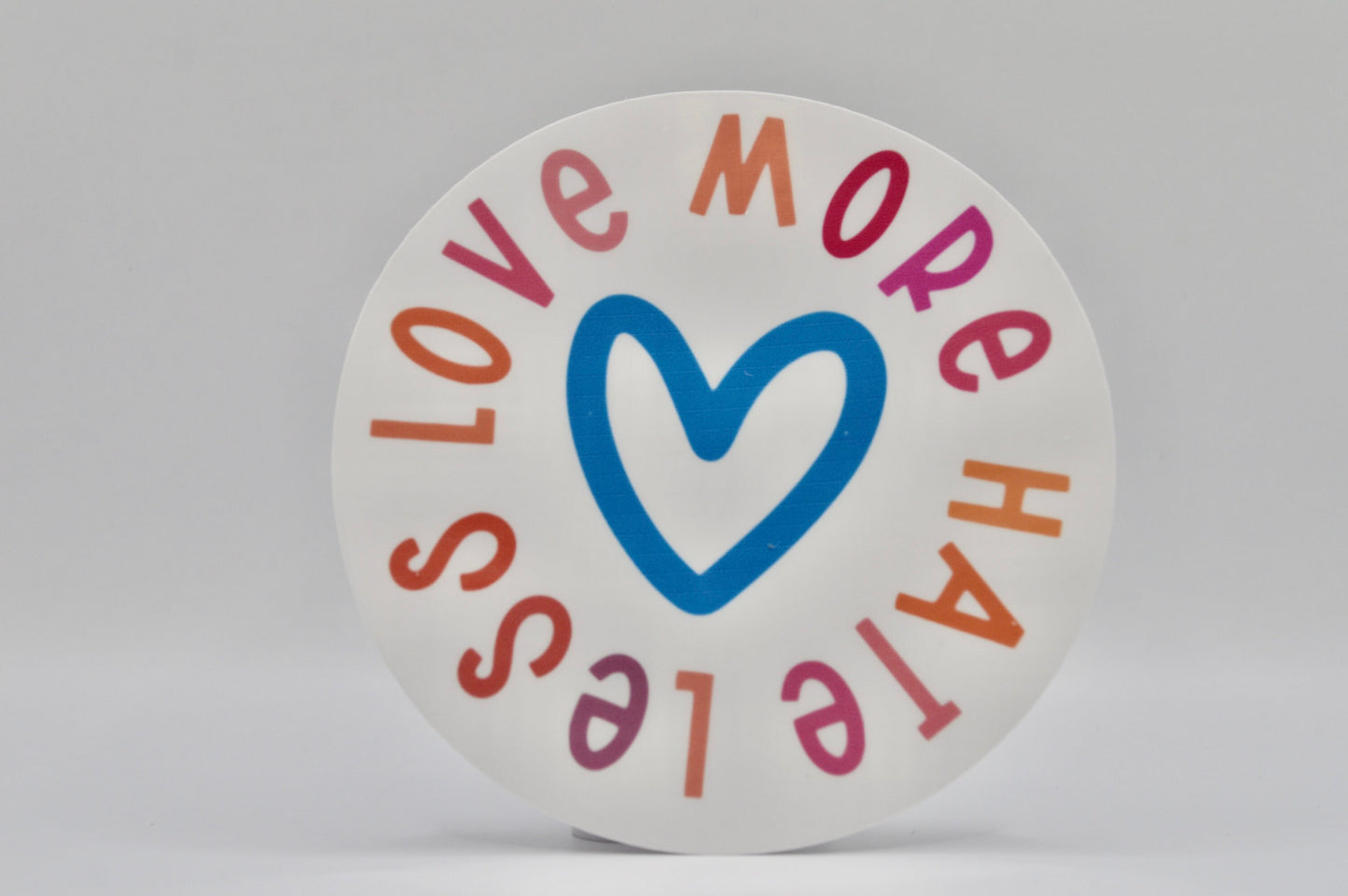 Love More Hate Less Heart, Love Quote Sticker, Heart Decal, Positive Sticker, Quote Decal