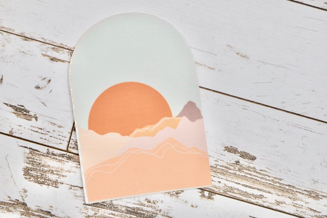 Boho Sunrise, Mountain Sunset Sticker, Boho Sticker, Mountain Decal, Positive Sticker, Sunrise Sticker