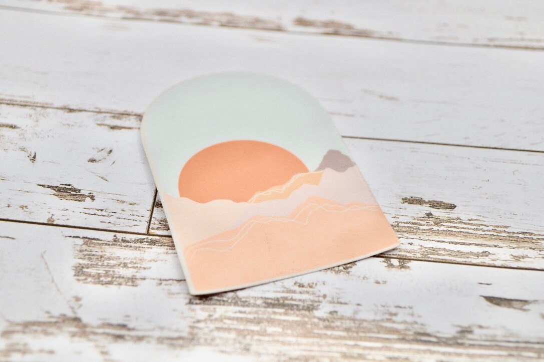 Boho Sunrise, Mountain Sunset Sticker, Boho Sticker, Mountain Decal, Positive Sticker, Sunrise Sticker