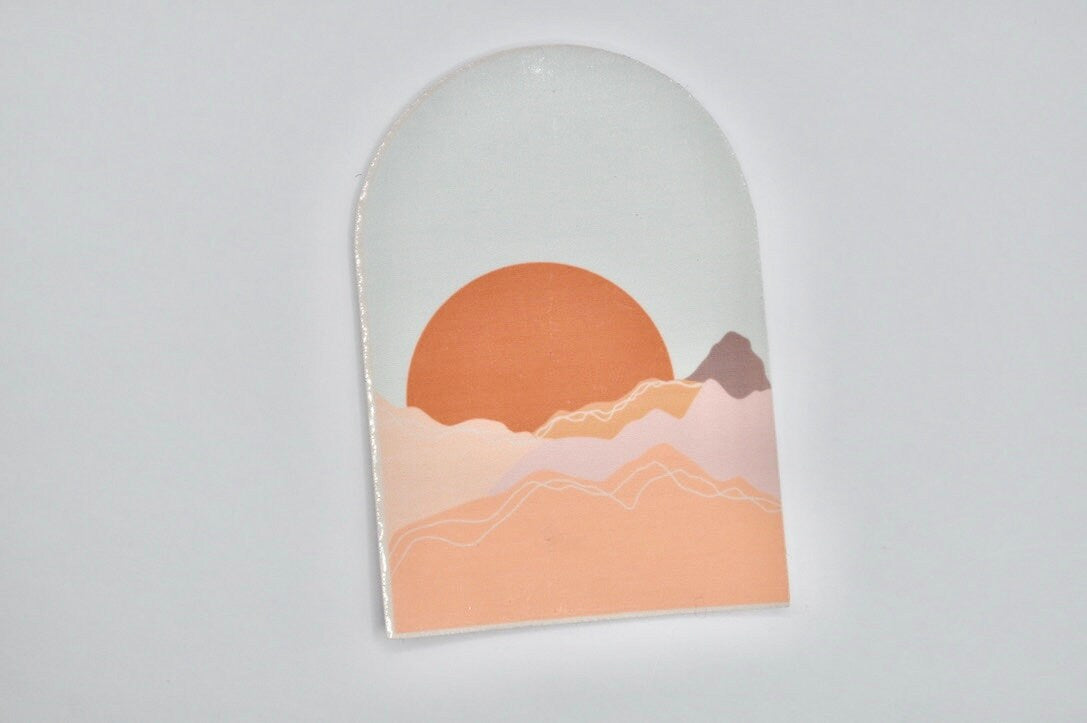 Boho Sunrise, Mountain Sunset Sticker, Boho Sticker, Mountain Decal, Positive Sticker, Sunrise Sticker