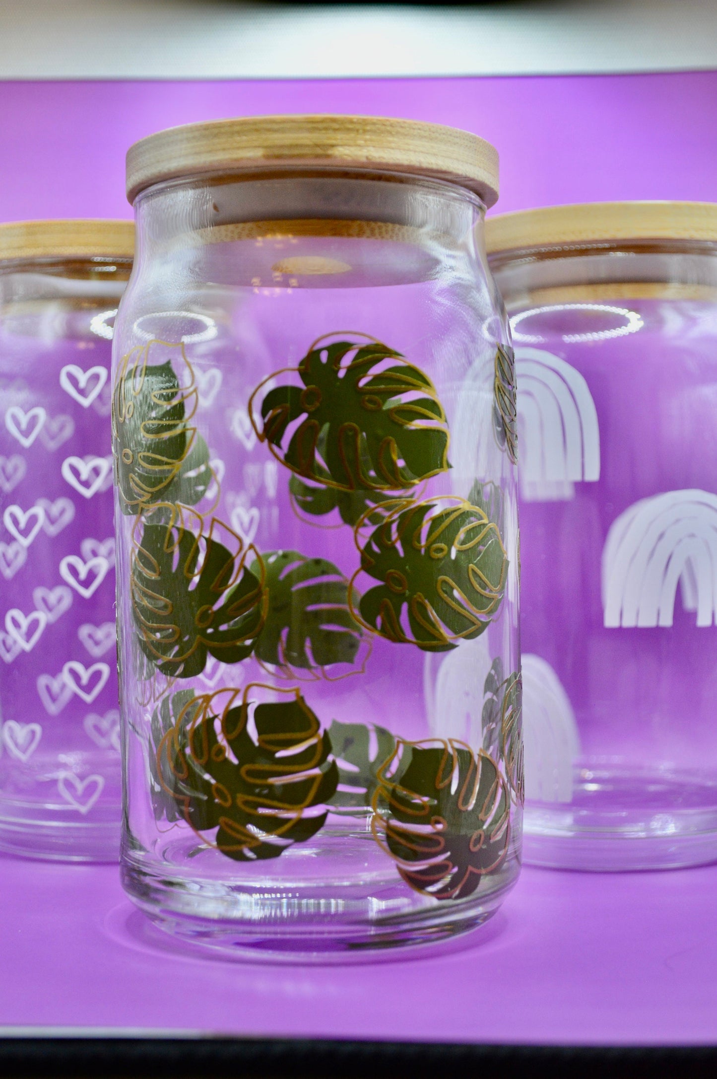 Monstera Cup, Iced Coffee Cup Glass, Beer Can Glass, Monstera Leaf Glass Cup Coffee Can Beer, Monstera Soda Can Glass