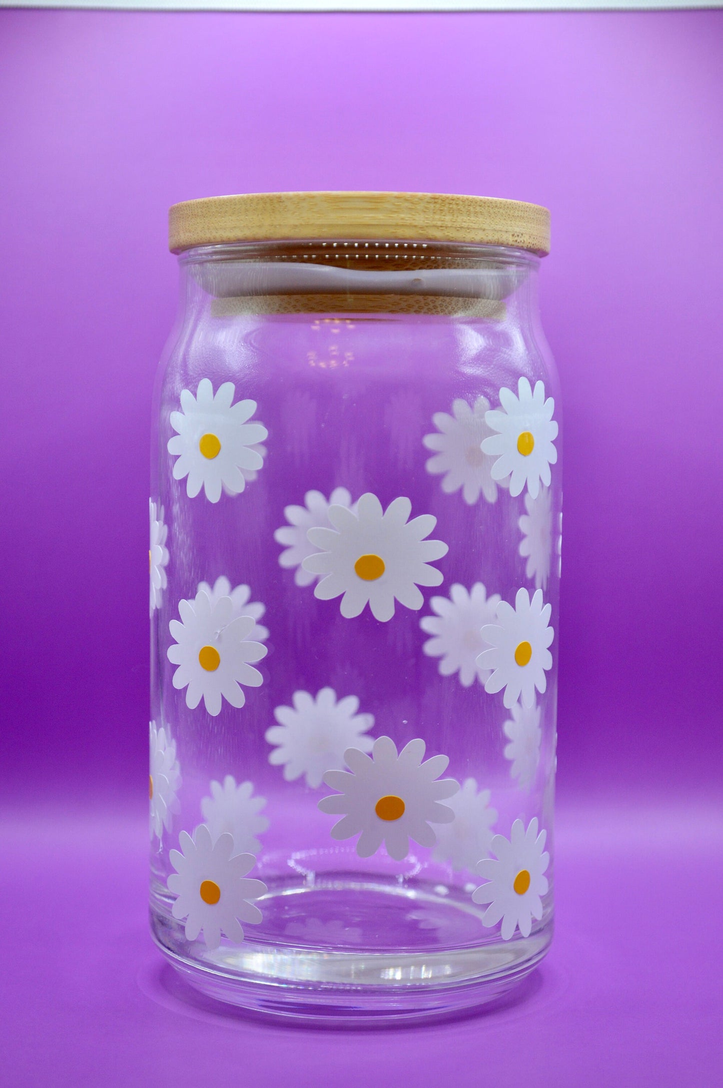Daisy Cup, Iced Coffee Cup Glass, Beer Can Glass, Daisy Flower Glass Cup Coffee Can Beer, Daisy Soda Can Glass