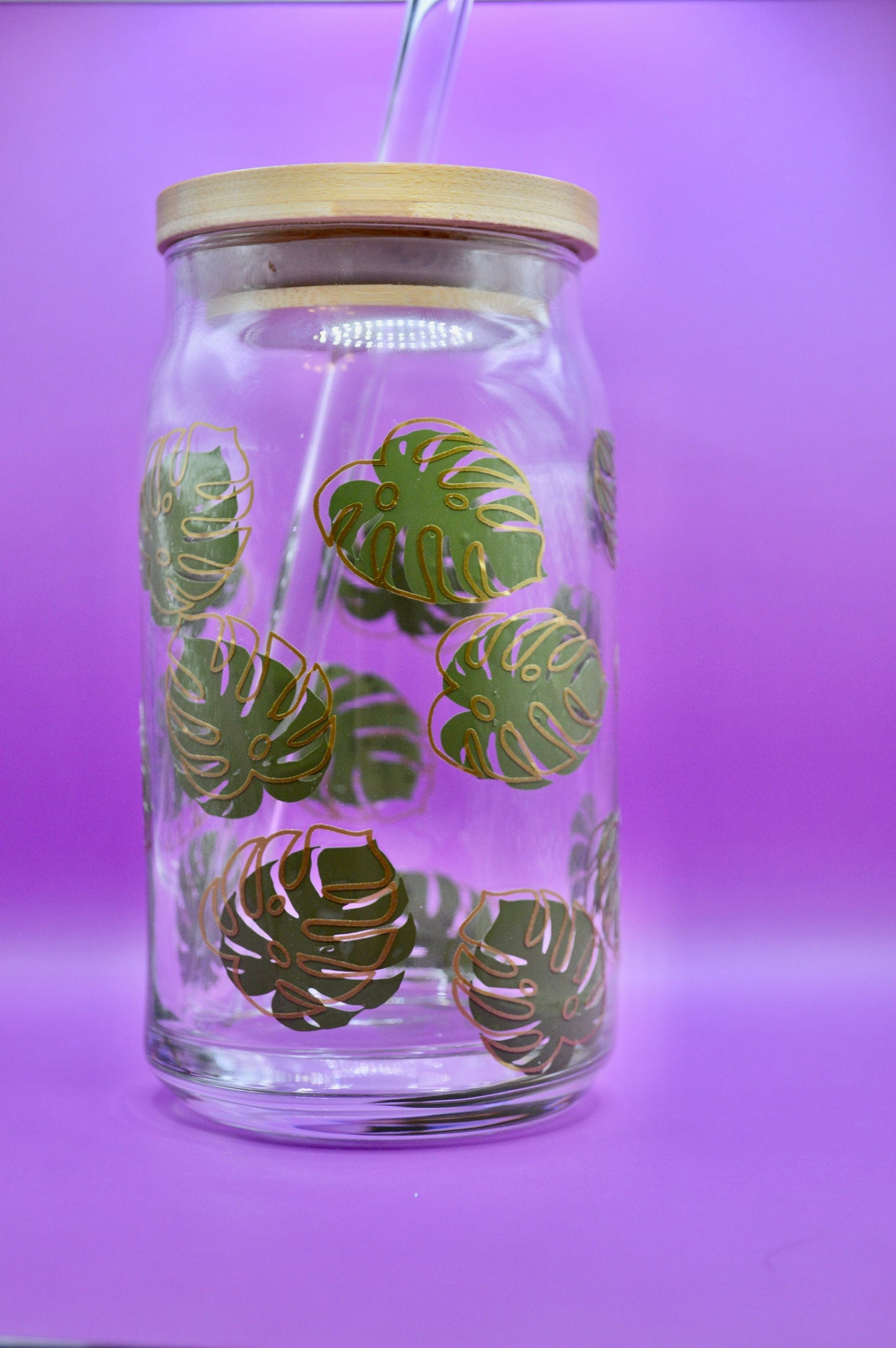 Monstera Cup, Iced Coffee Cup Glass, Beer Can Glass, Monstera Leaf Glass Cup Coffee Can Beer, Monstera Soda Can Glass